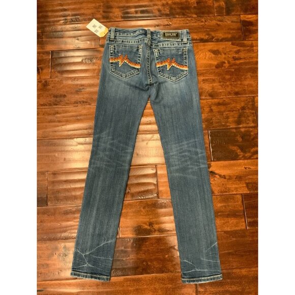 Miss Me "Skinny" Blue Medium Wash Denim Jeans W/ Embroidered Pockets, Size 26 - Picture 5 of 7